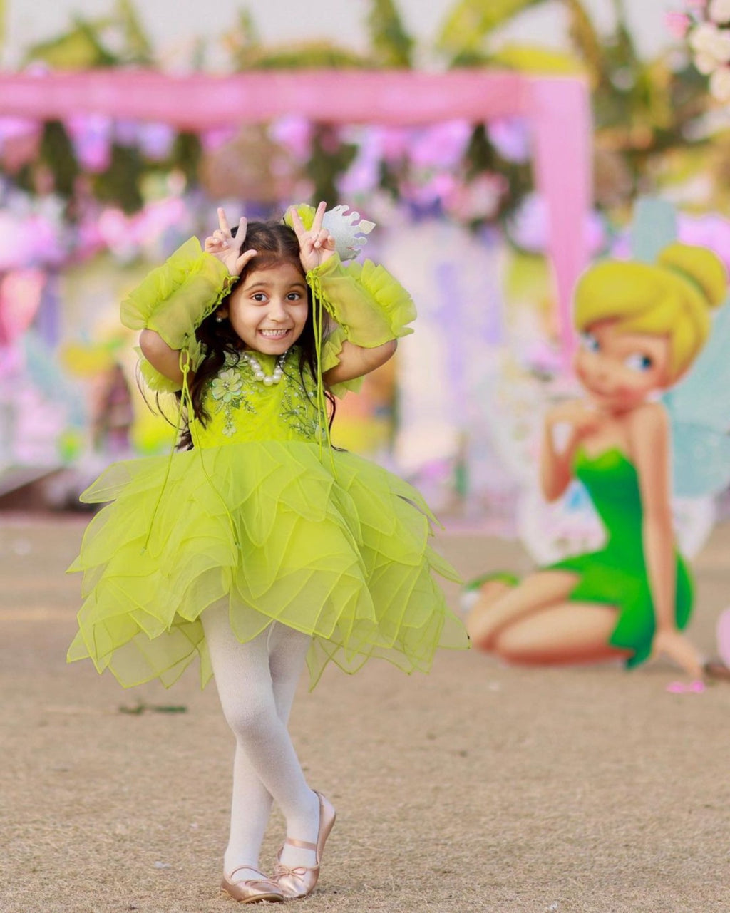 dress of tinkerbell DELUXE Fairy Up Costume The bodice of this dress is made from soft velvet and accented with a lilac rose trim around the neckline Tinkerbell Dress Up Costume |