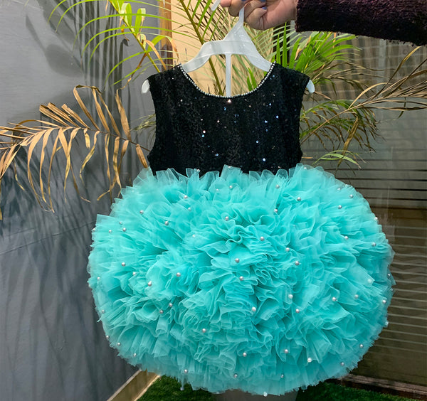 Ruffle Puff - Turqouise - Toddler Special Occasion Dress