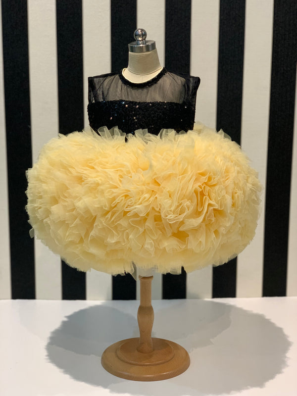 Ruffle puff - Bumble bee - Toddler Special Occasion Dress
