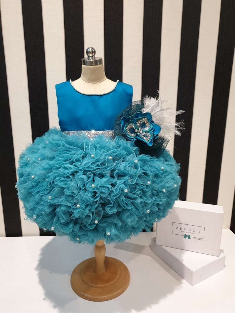 Ruffle puff - Whispy blues - Toddler Special Occasion Dress